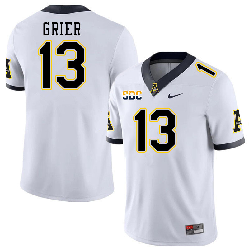 Appalachian State Mountaineers #13 Jackson Grier College Football Jerseys Stitched-White